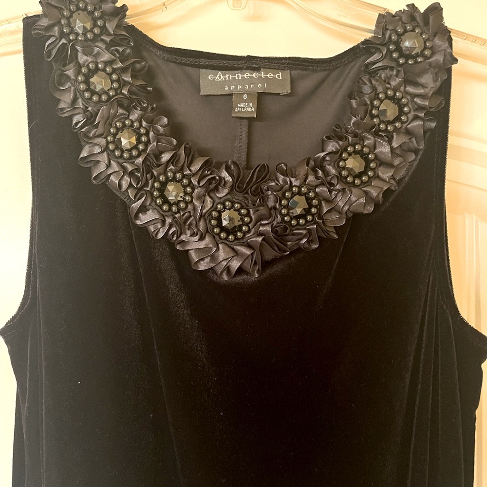 Black velvet knee length dress size 6